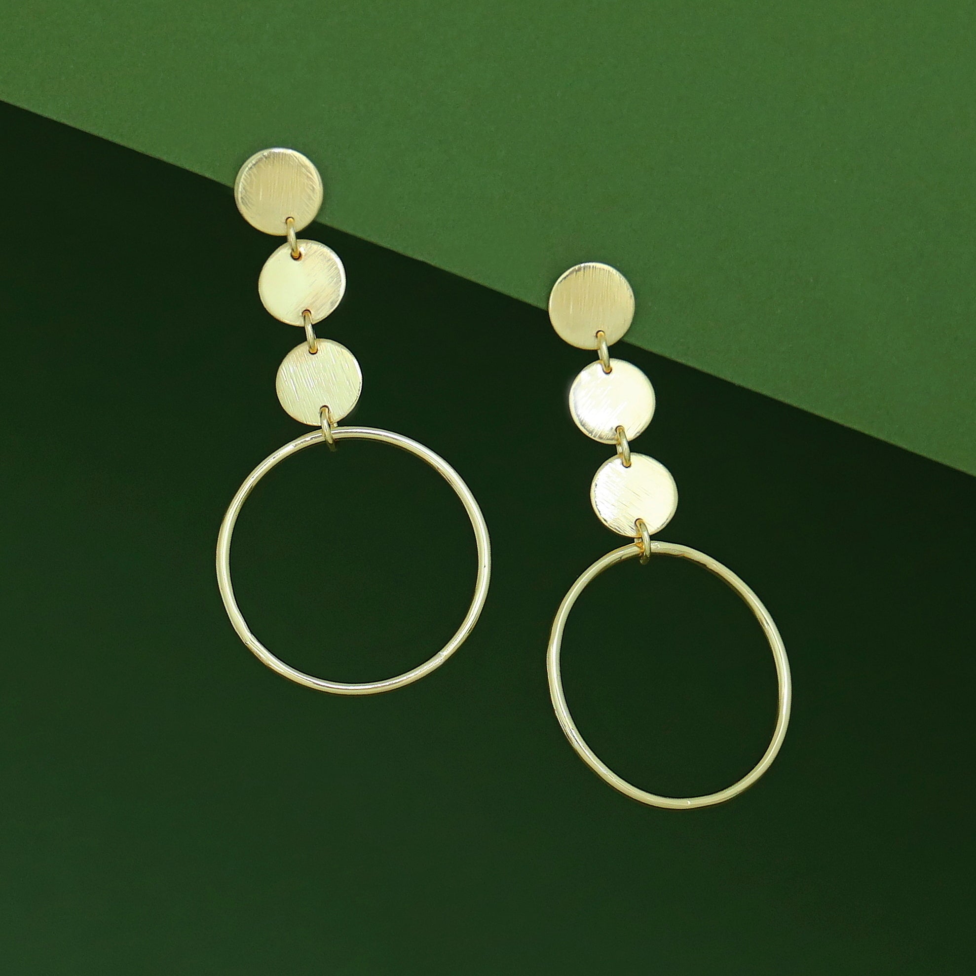 Tri Coin Circle Earring